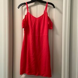 Express coral cold shoulder dress